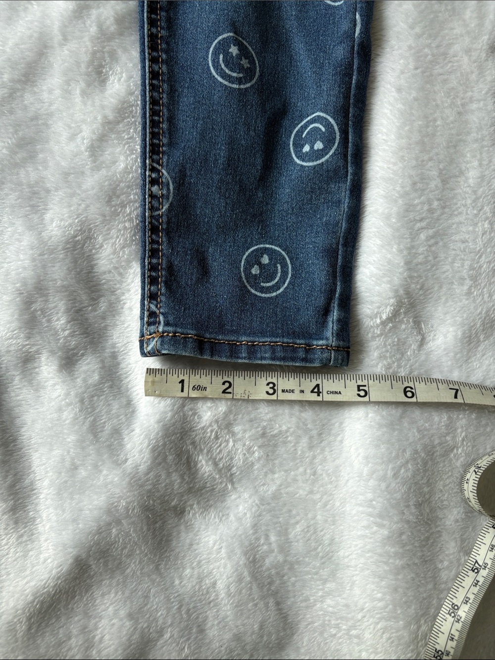 Dark Blue Smile-Print Girls Skinny Jeggings - Picture 5 of 6